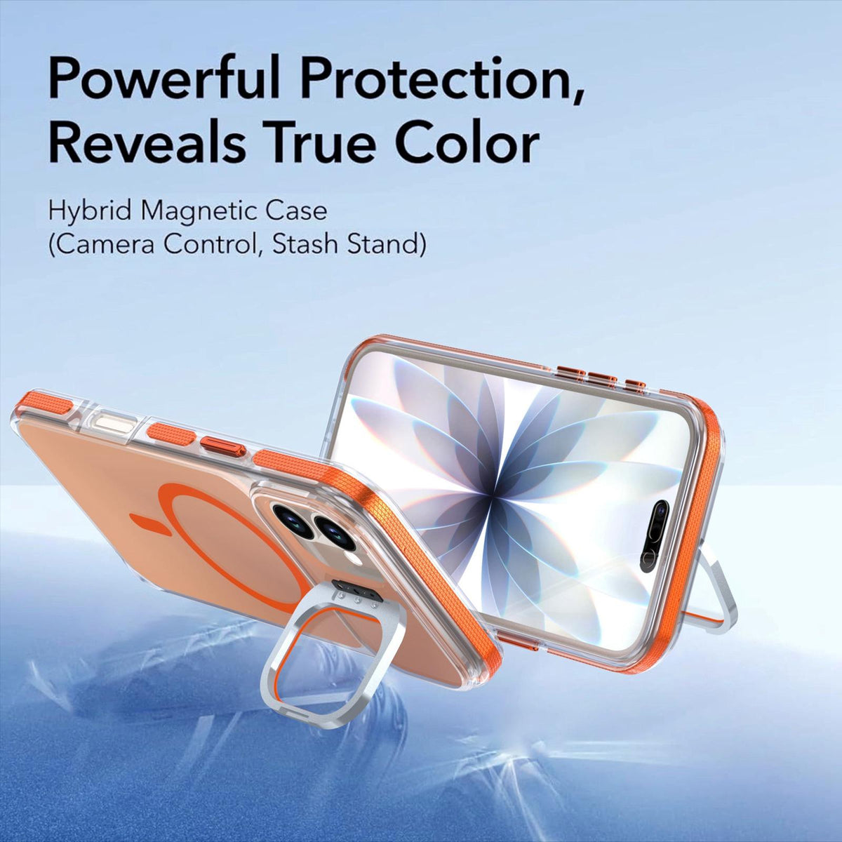 For iPhone 16 Plus Chameleon Gen2 Lens Cover Kickstand Magnetic Phone Case - Orange - EDA010044503B