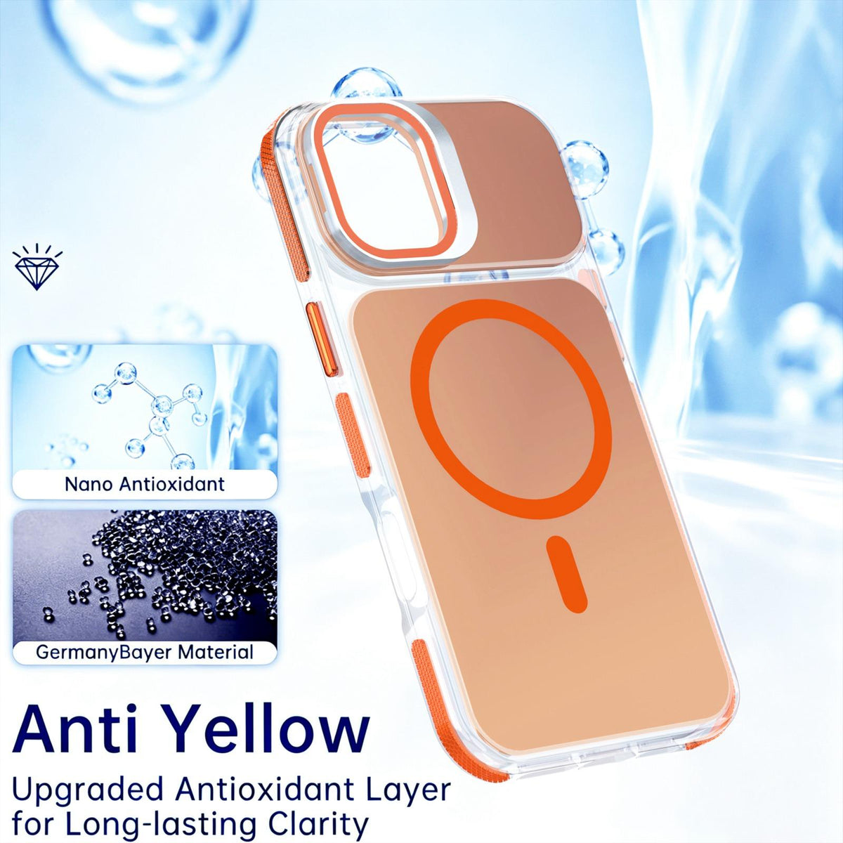 For iPhone 16 Plus Chameleon Gen2 Lens Cover Kickstand Magnetic Phone Case - Orange - EDA010044503B
