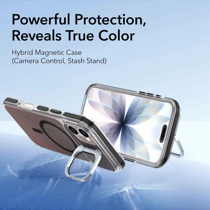 For iPhone 16 Plus Chameleon Gen2 Lens Cover Kickstand Magnetic Phone Case - Black - EDA010044503C