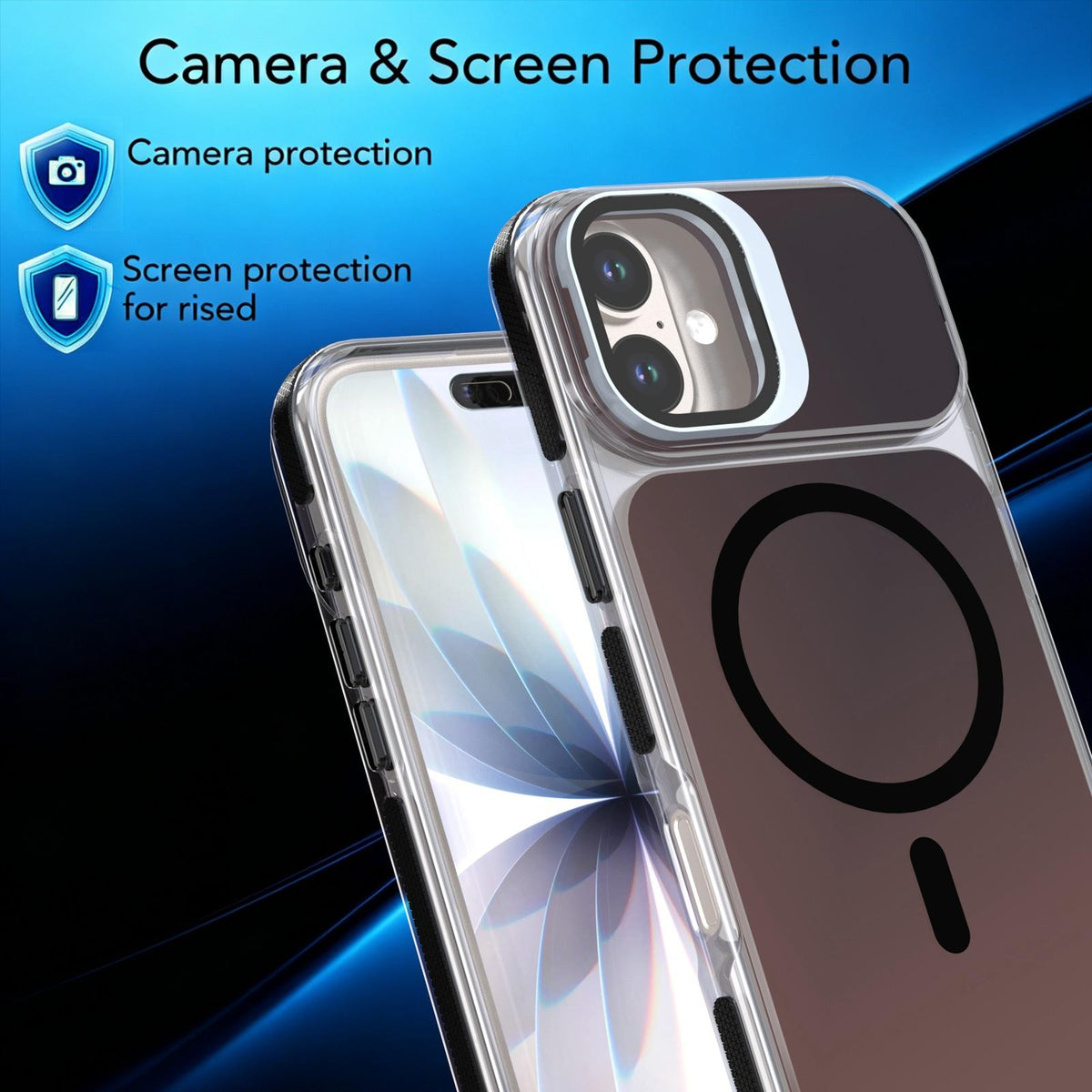 For iPhone 16 Plus Chameleon Gen2 Lens Cover Kickstand Magnetic Phone Case - Black - EDA010044503C