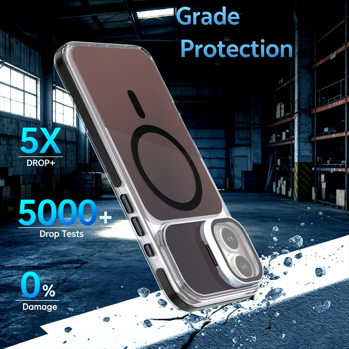 For iPhone 16 Plus Chameleon Gen2 Lens Cover Kickstand Magnetic Phone Case - Black - EDA010044503C