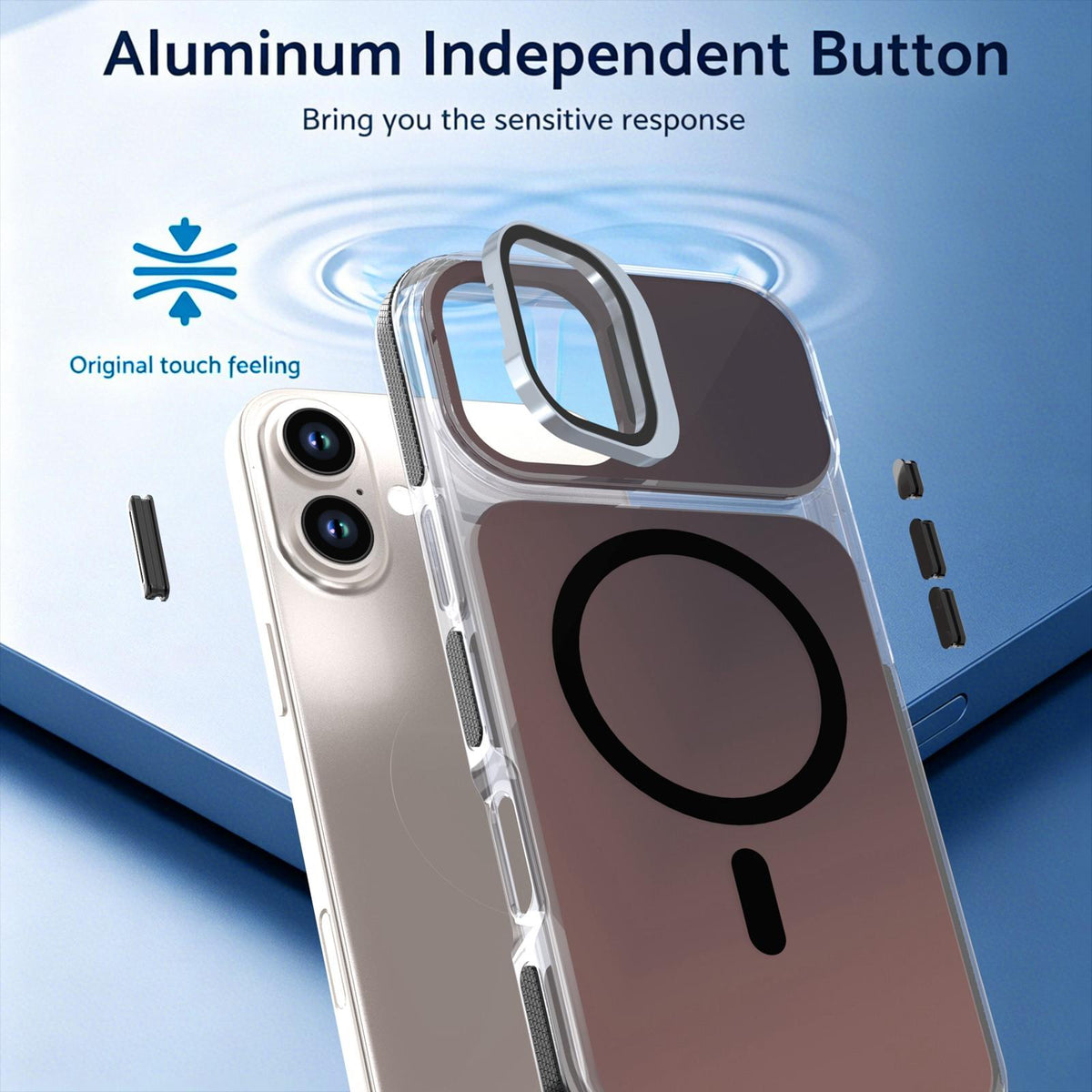 For iPhone 16 Plus Chameleon Gen2 Lens Cover Kickstand Magnetic Phone Case - Black - EDA010044503C