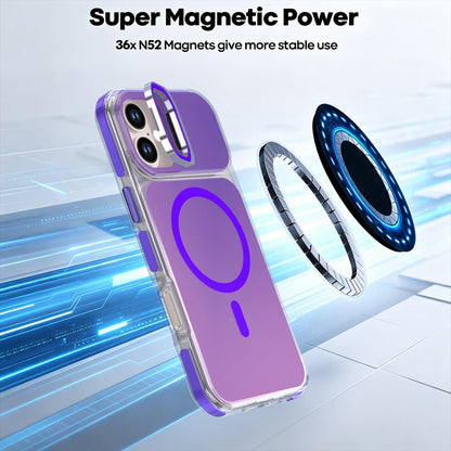 For iPhone 16 Plus Chameleon Gen2 Lens Cover Kickstand Magnetic Phone Case - Purple - EDA010044503D