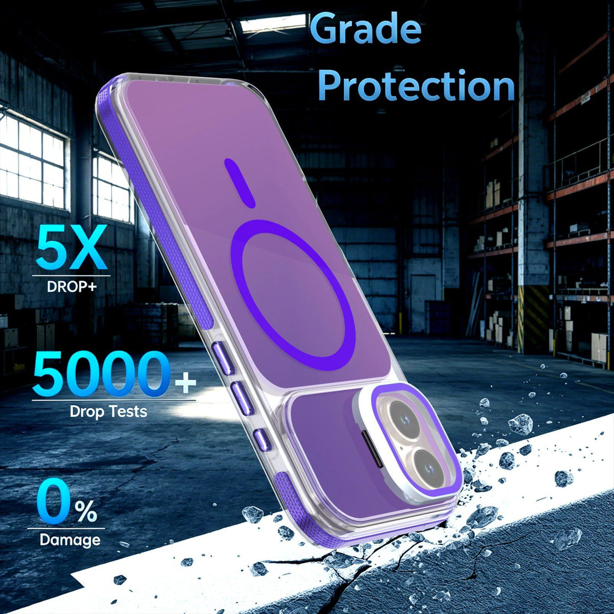 For iPhone 16 Plus Chameleon Gen2 Lens Cover Kickstand Magnetic Phone Case - Purple - EDA010044503D