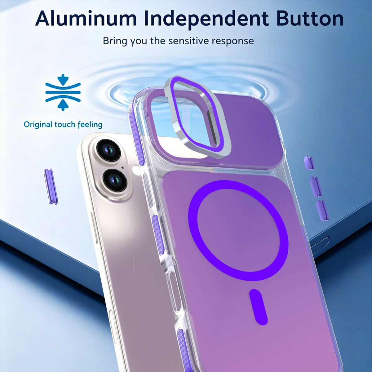 For iPhone 16 Plus Chameleon Gen2 Lens Cover Kickstand Magnetic Phone Case - Purple - EDA010044503D