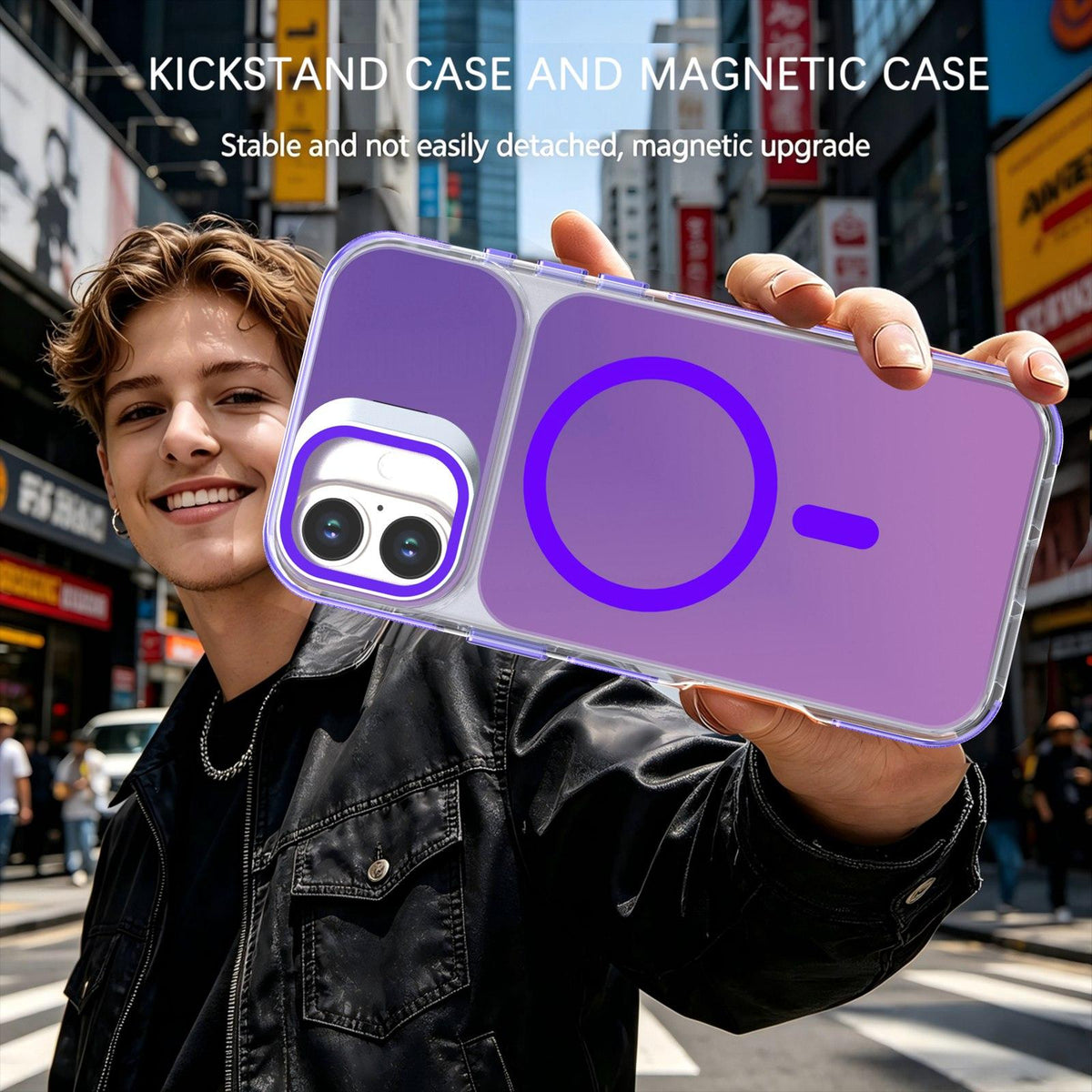 For iPhone 16 Plus Chameleon Gen2 Lens Cover Kickstand Magnetic Phone Case - Purple - EDA010044503D