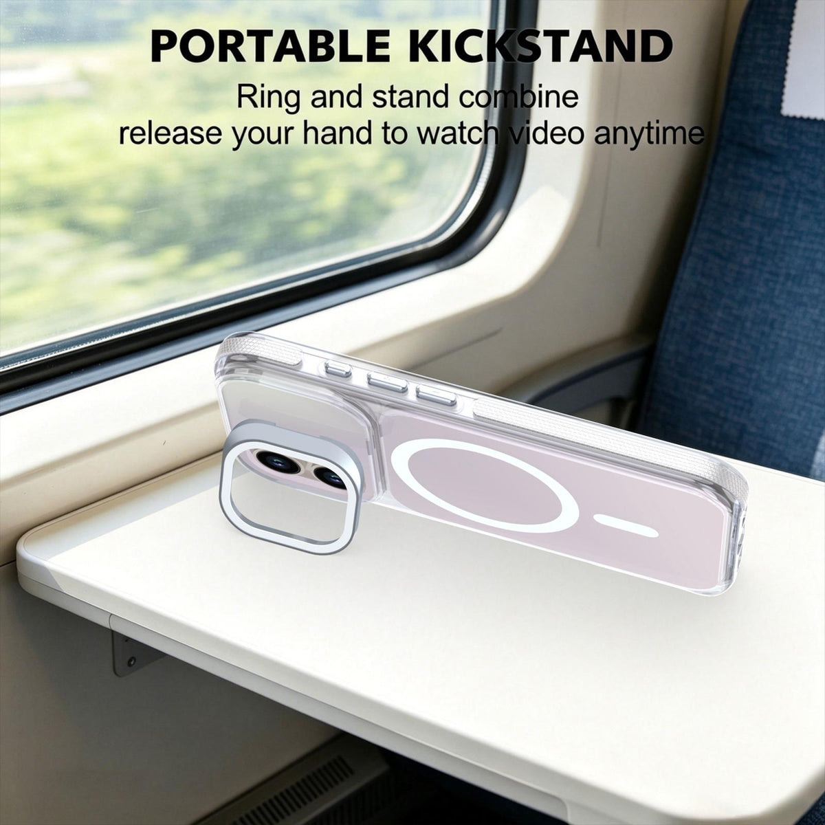 For iPhone 16 Chameleon Gen2 Lens Cover Kickstand Magnetic Phone Case - White - EDA010044504A