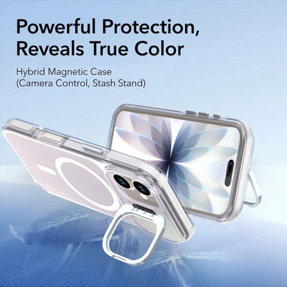 For iPhone 16 Chameleon Gen2 Lens Cover Kickstand Magnetic Phone Case - White - EDA010044504A