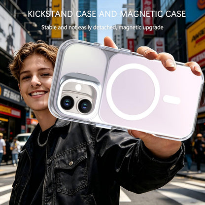 For iPhone 16 Chameleon Gen2 Lens Cover Kickstand Magnetic Phone Case - White - EDA010044504A