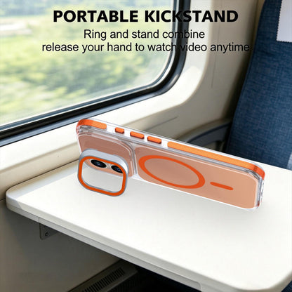 For iPhone 16 Chameleon Gen2 Lens Cover Kickstand Magnetic Phone Case - Orange - EDA010044504B