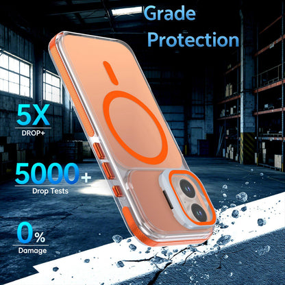 For iPhone 16 Chameleon Gen2 Lens Cover Kickstand Magnetic Phone Case - Orange - EDA010044504B