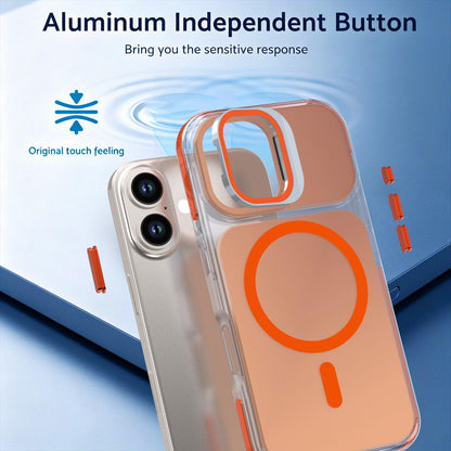 For iPhone 16 Chameleon Gen2 Lens Cover Kickstand Magnetic Phone Case - Orange - EDA010044504B