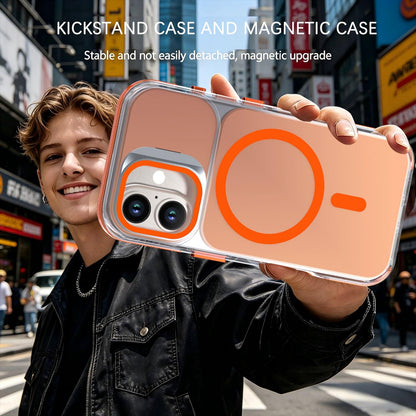 For iPhone 16 Chameleon Gen2 Lens Cover Kickstand Magnetic Phone Case - Orange - EDA010044504B