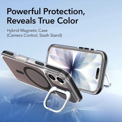 For iPhone 16 Chameleon Gen2 Lens Cover Kickstand Magnetic Phone Case - Black - EDA010044504C