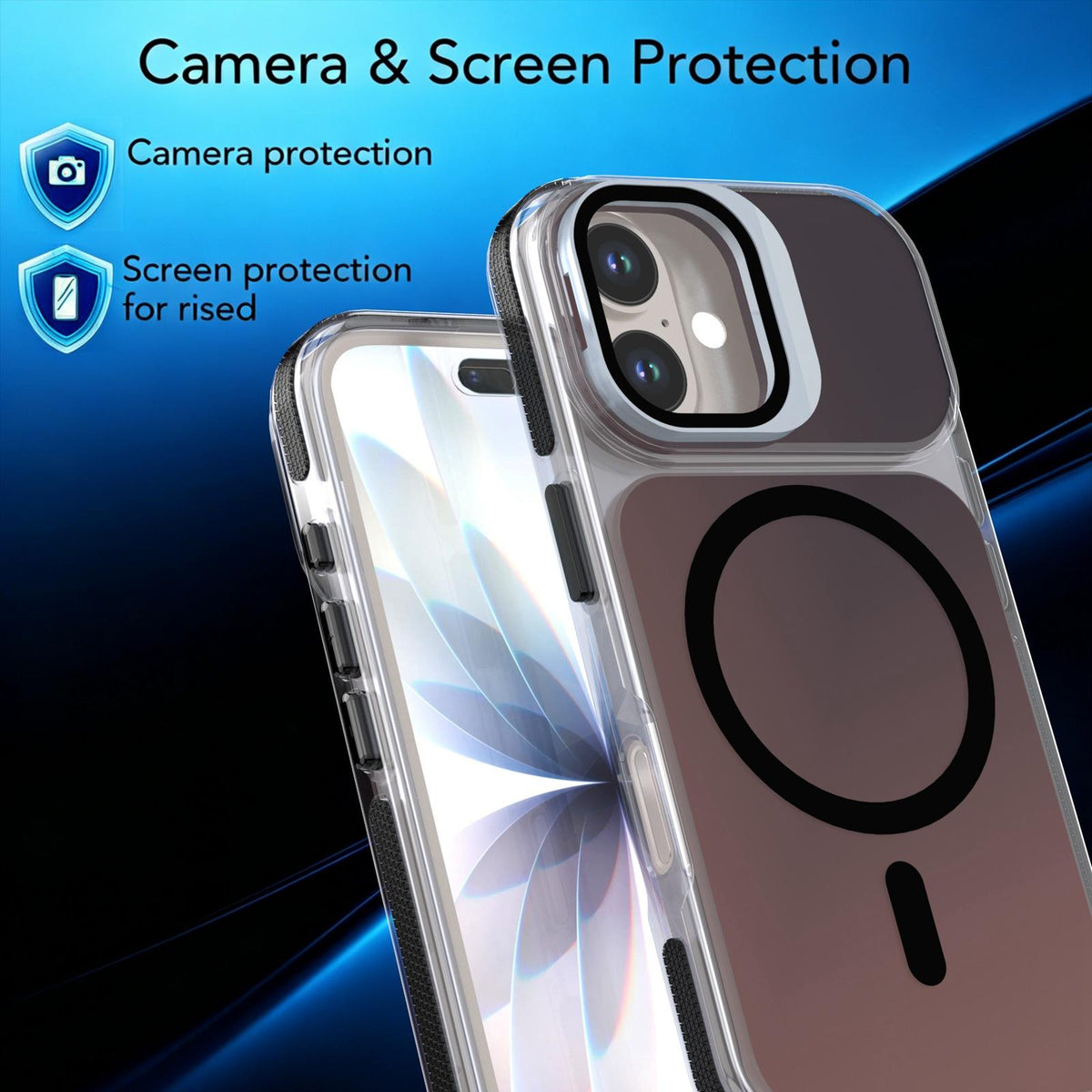 For iPhone 16 Chameleon Gen2 Lens Cover Kickstand Magnetic Phone Case - Black - EDA010044504C