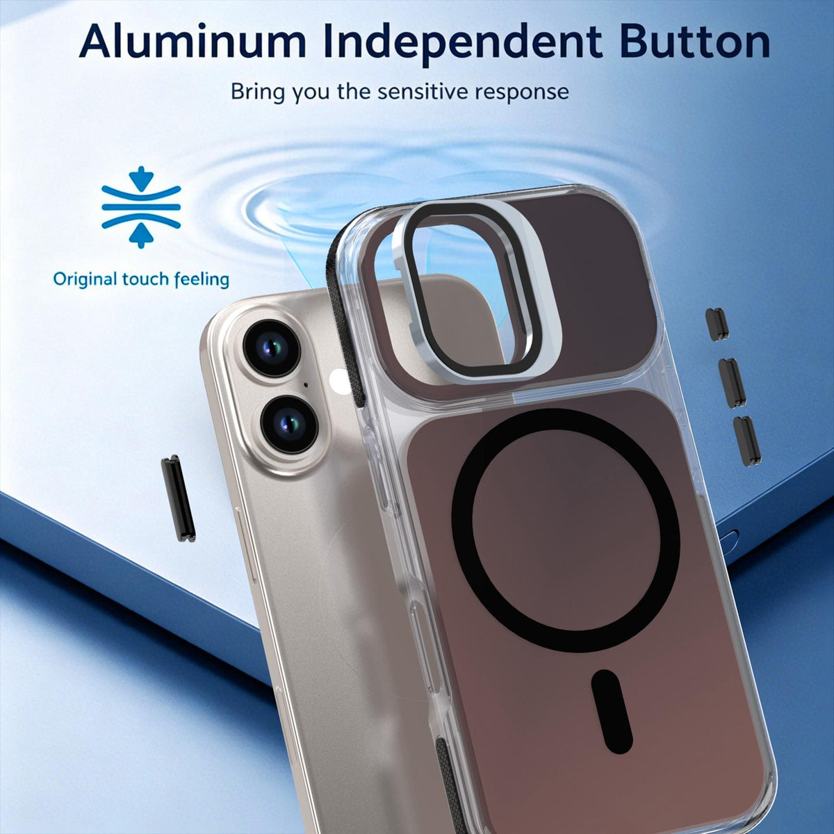 For iPhone 16 Chameleon Gen2 Lens Cover Kickstand Magnetic Phone Case - Black - EDA010044504C