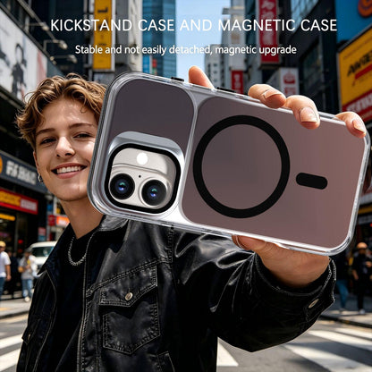For iPhone 16 Chameleon Gen2 Lens Cover Kickstand Magnetic Phone Case - Black - EDA010044504C