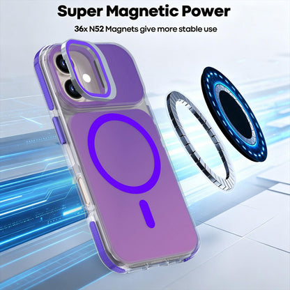 For iPhone 16 Chameleon Gen2 Lens Cover Kickstand Magnetic Phone Case - Purple - EDA010044504D