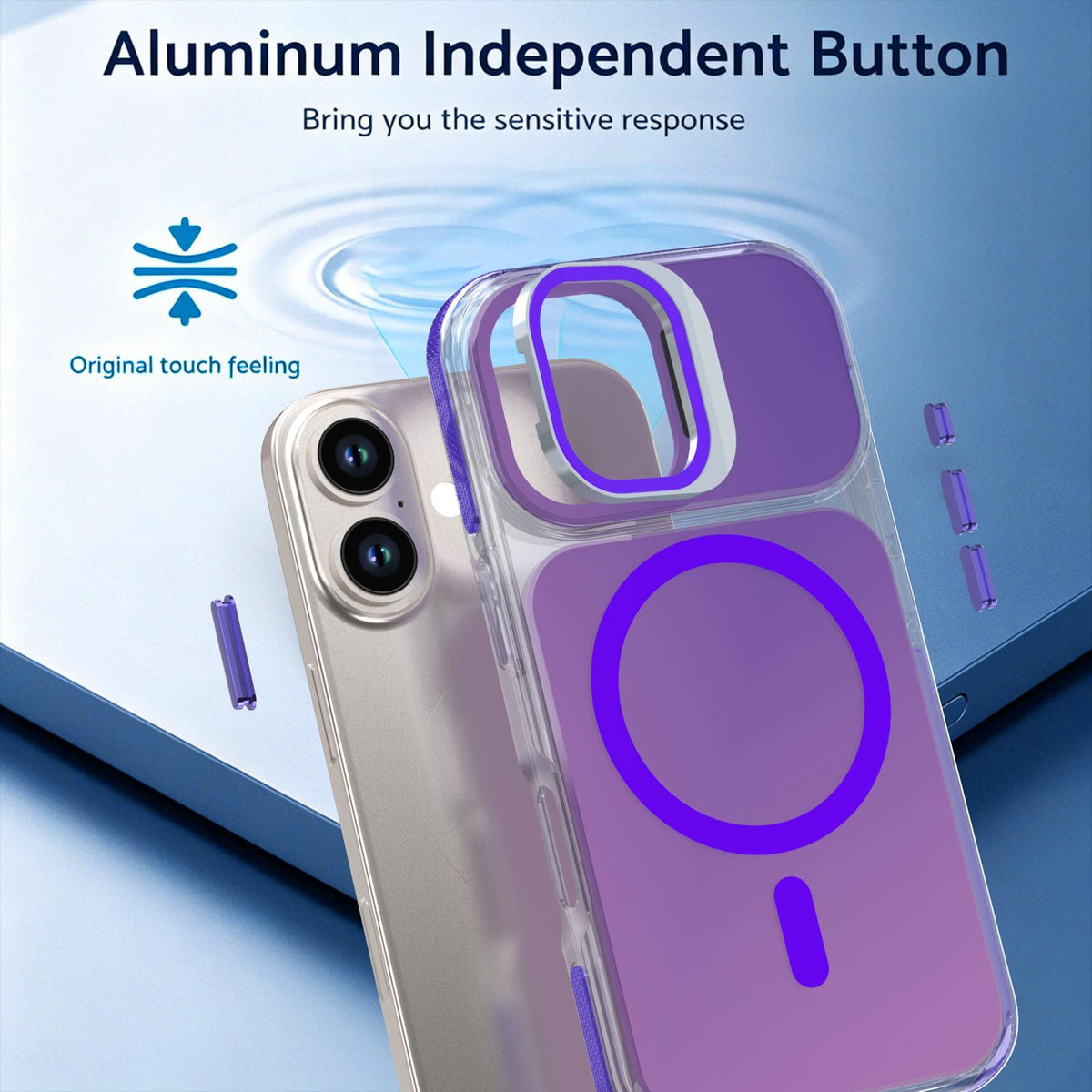 For iPhone 16 Chameleon Gen2 Lens Cover Kickstand Magnetic Phone Case - Purple - EDA010044504D