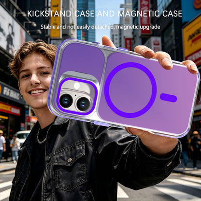 For iPhone 16 Chameleon Gen2 Lens Cover Kickstand Magnetic Phone Case - Purple - EDA010044504D