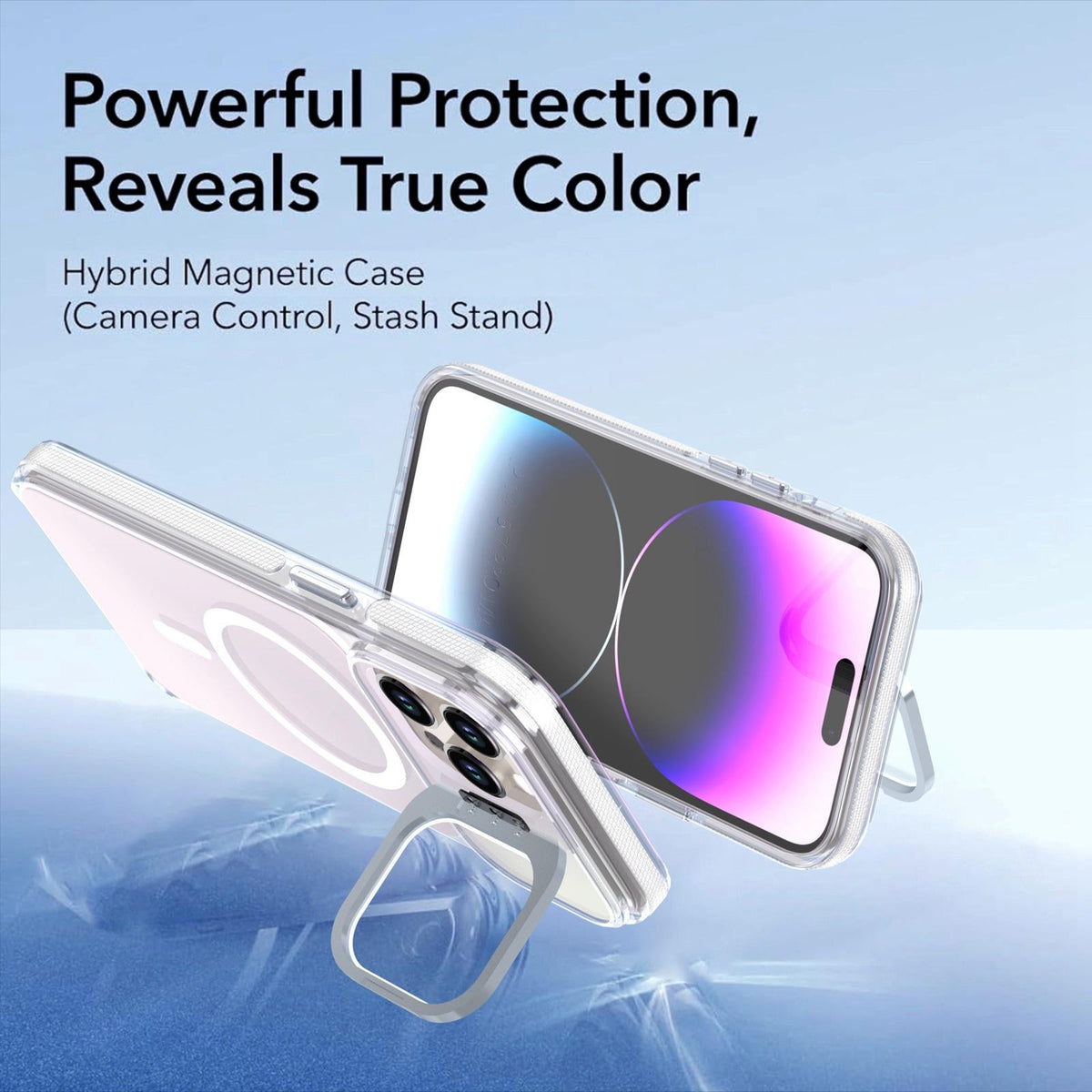 For iPhone 14 Pro Max Chameleon Gen2 Lens Cover Kickstand Magnetic Phone Case - White - EDA010044511A