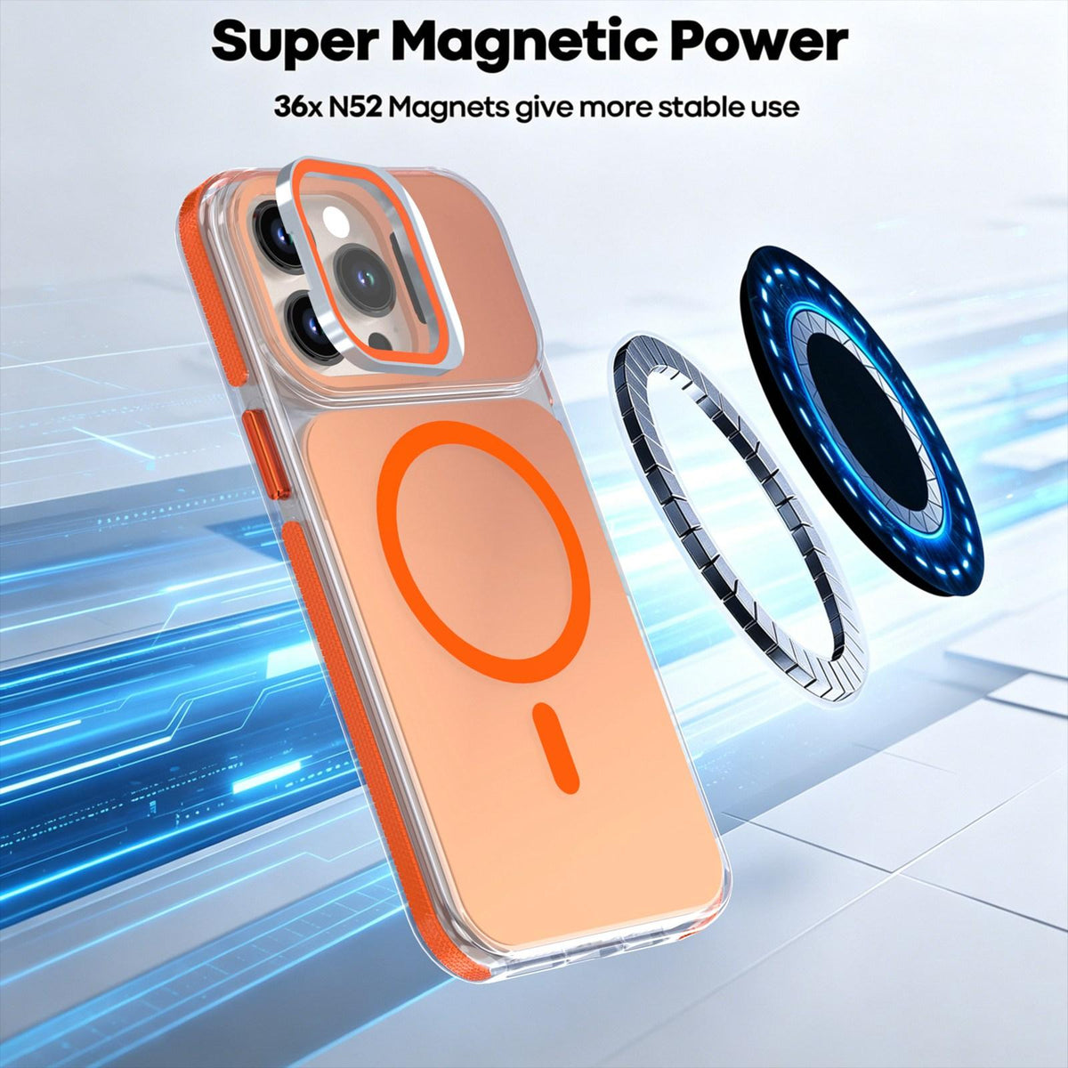 For iPhone 14 Pro Max Chameleon Gen2 Lens Cover Kickstand Magnetic Phone Case - Orange - EDA010044511B