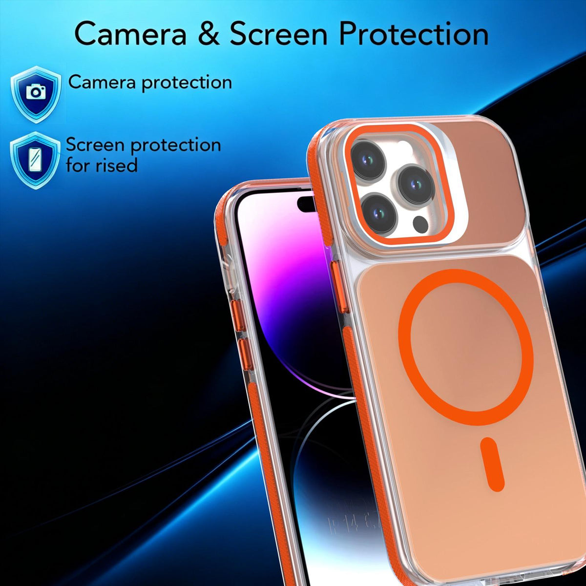 For iPhone 14 Pro Max Chameleon Gen2 Lens Cover Kickstand Magnetic Phone Case - Orange - EDA010044511B