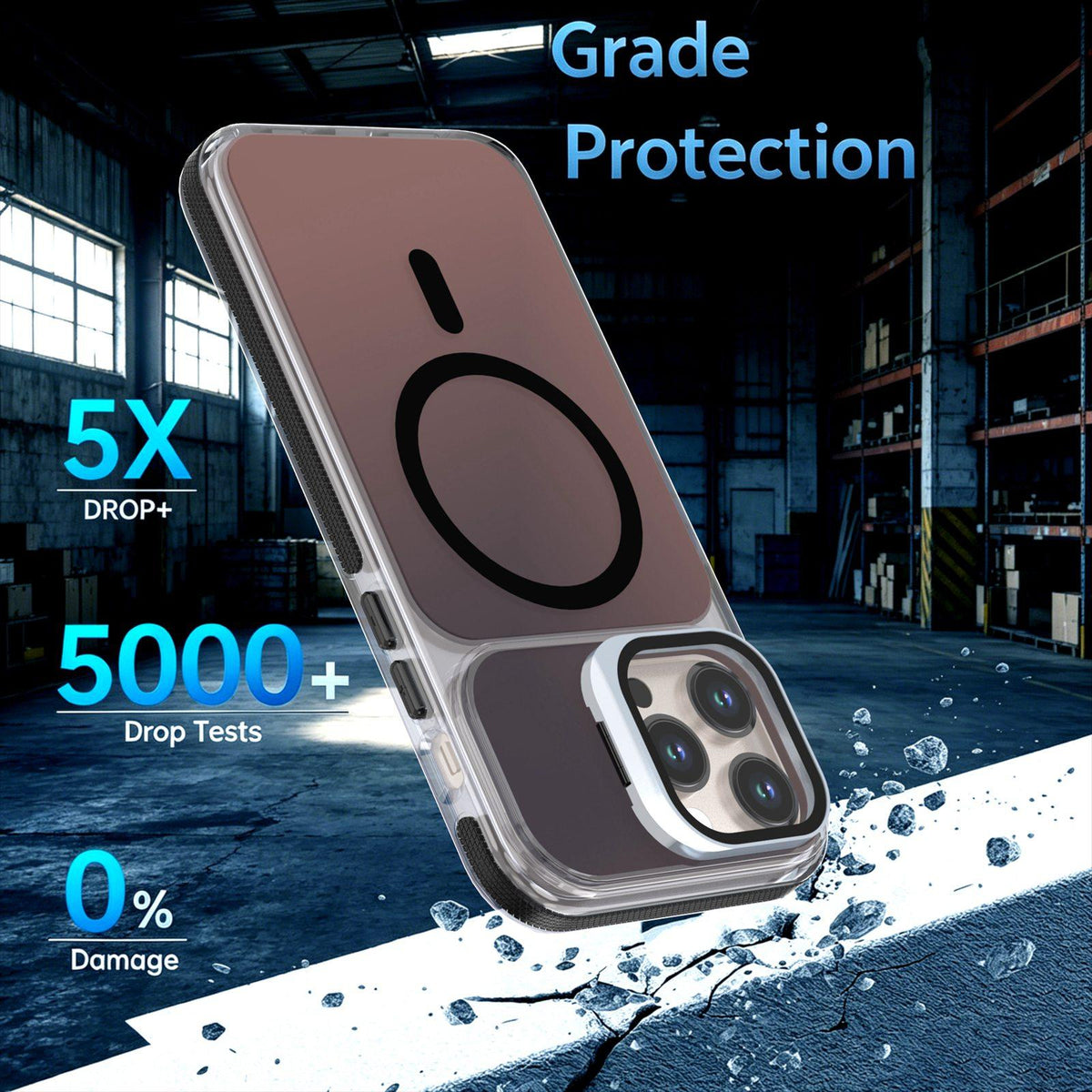 For iPhone 14 Pro Max Chameleon Gen2 Lens Cover Kickstand Magnetic Phone Case - Black - EDA010044511C