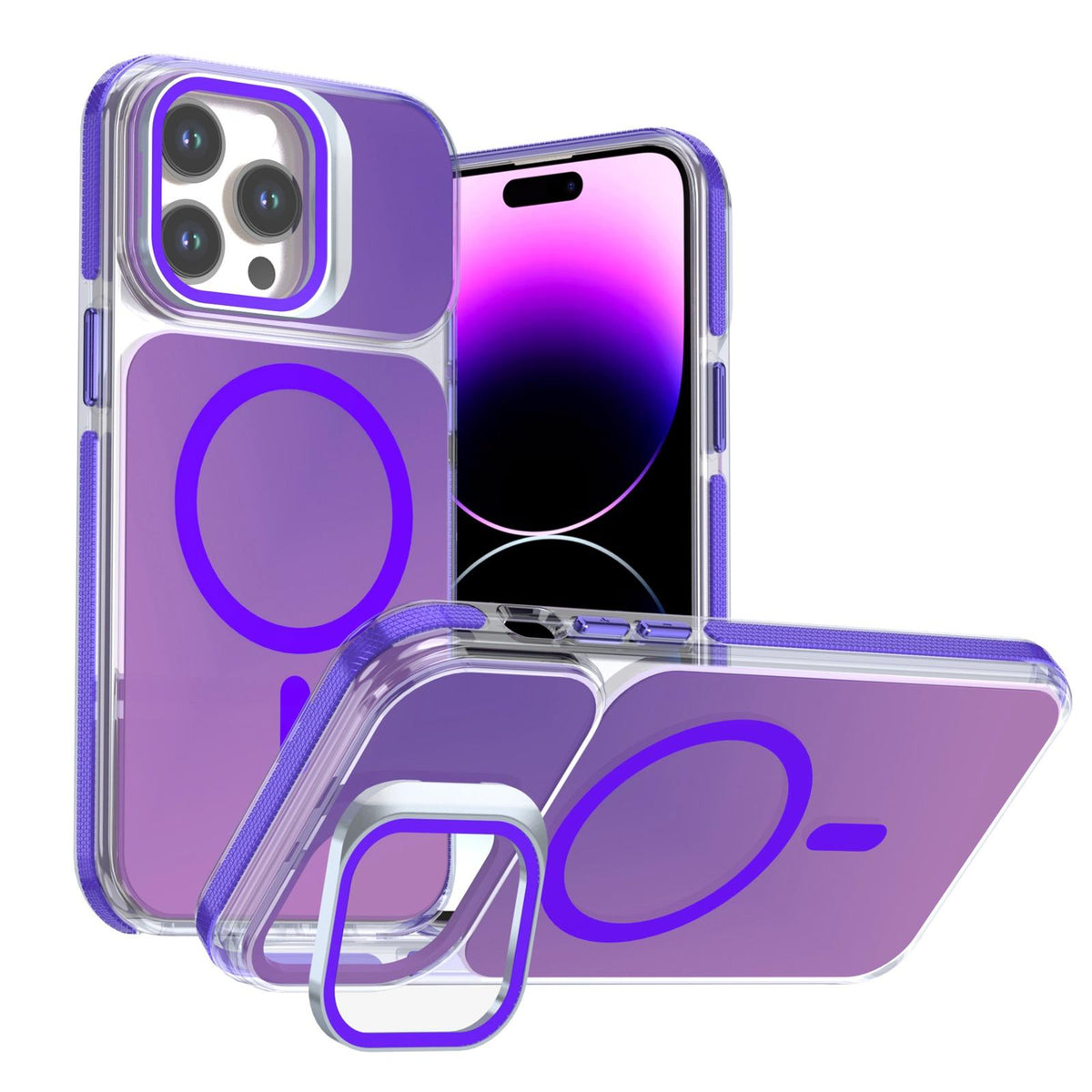 For iPhone 14 Pro Max Chameleon Gen2 Lens Cover Kickstand Magnetic Phone Case - Purple - EDA010044511D