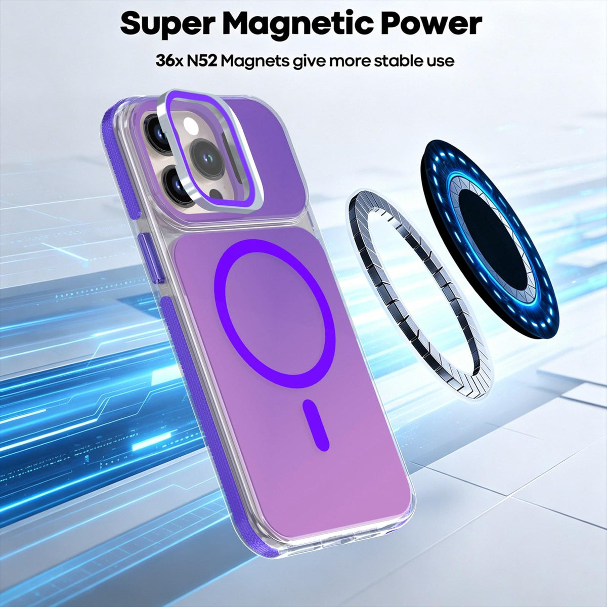 For iPhone 14 Pro Max Chameleon Gen2 Lens Cover Kickstand Magnetic Phone Case - Purple - EDA010044511D