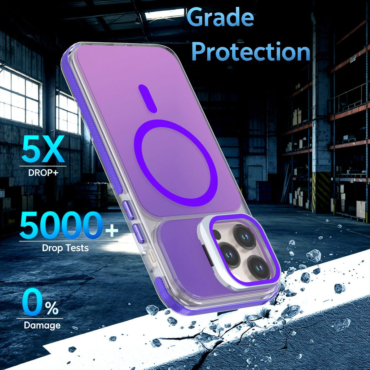 For iPhone 14 Pro Max Chameleon Gen2 Lens Cover Kickstand Magnetic Phone Case - Purple - EDA010044511D