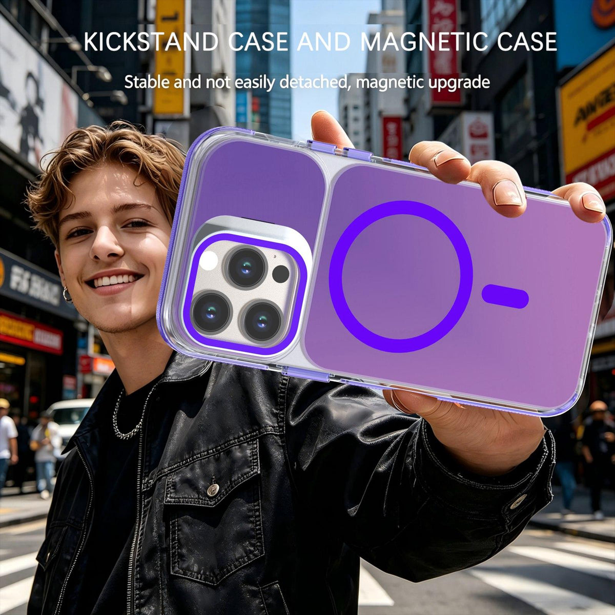 For iPhone 14 Pro Max Chameleon Gen2 Lens Cover Kickstand Magnetic Phone Case - Purple - EDA010044511D