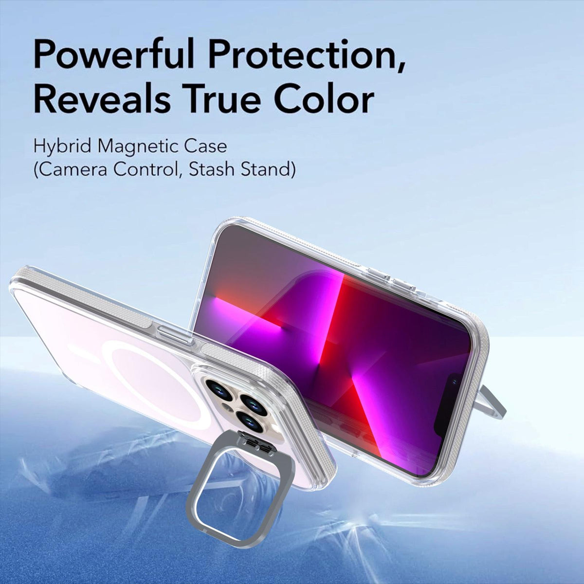 For iPhone 13 Pro Chameleon Gen2 Lens Cover Kickstand Magnetic Phone Case - White - EDA010044513A