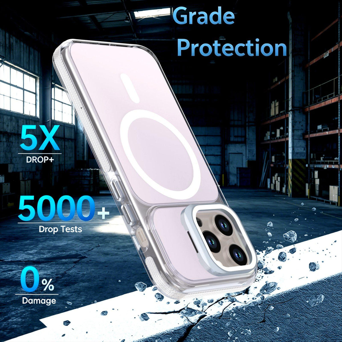 For iPhone 13 Pro Chameleon Gen2 Lens Cover Kickstand Magnetic Phone Case - White - EDA010044513A