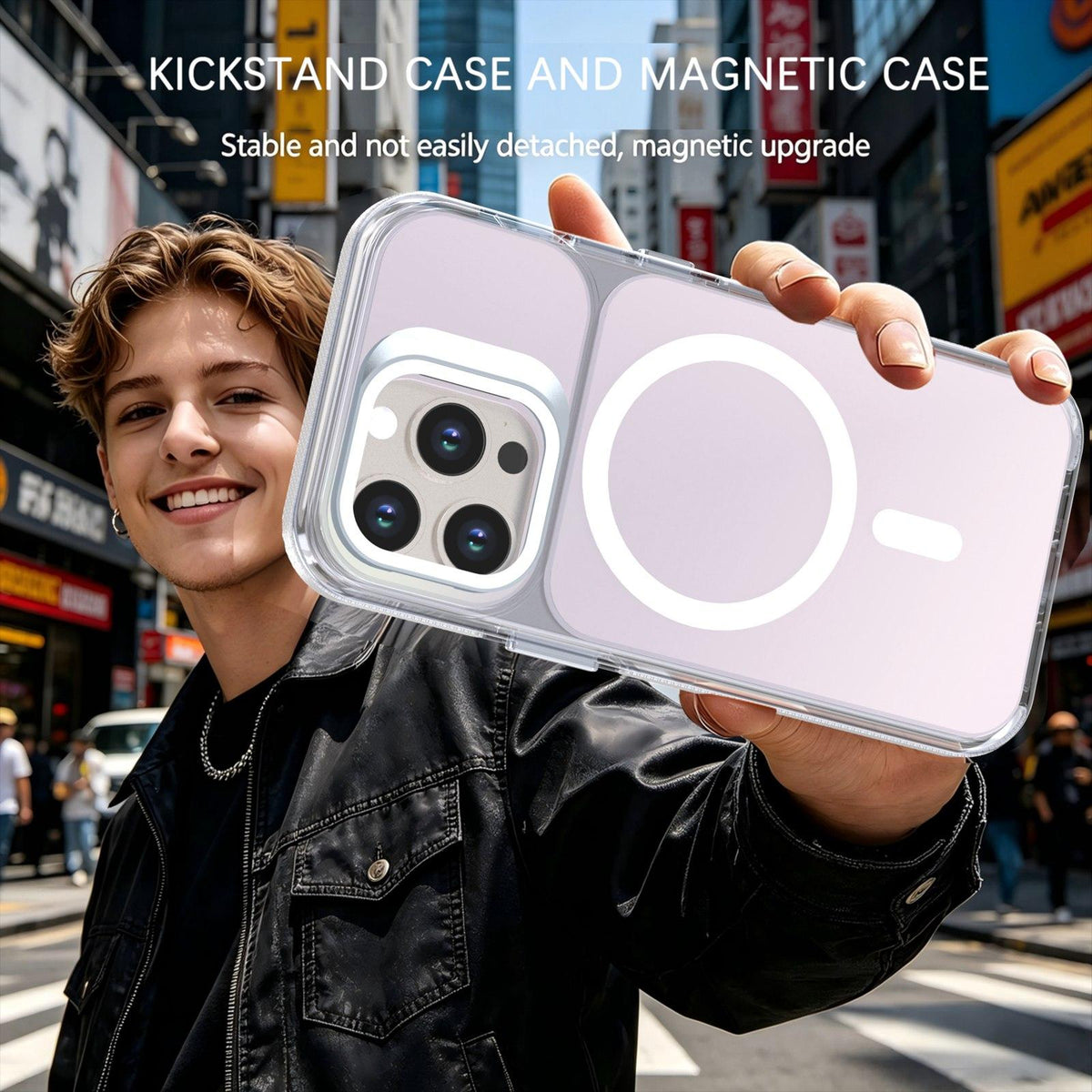 For iPhone 13 Pro Chameleon Gen2 Lens Cover Kickstand Magnetic Phone Case - White - EDA010044513A