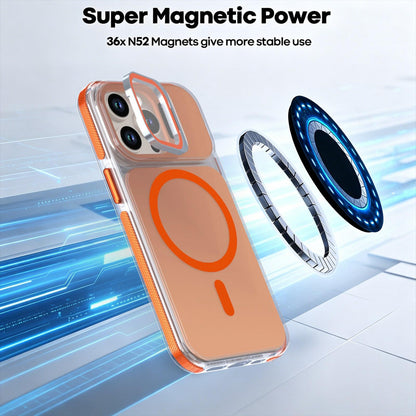 For iPhone 13 Pro Chameleon Gen2 Lens Cover Kickstand Magnetic Phone Case - Orange - EDA010044513B