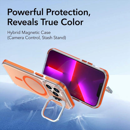 For iPhone 13 Pro Chameleon Gen2 Lens Cover Kickstand Magnetic Phone Case - Orange - EDA010044513B