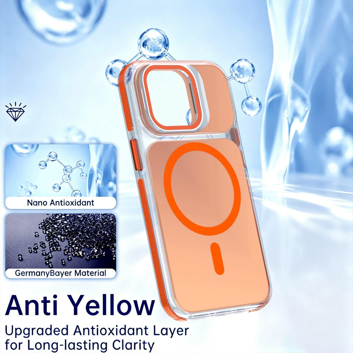 For iPhone 13 Pro Chameleon Gen2 Lens Cover Kickstand Magnetic Phone Case - Orange - EDA010044513B