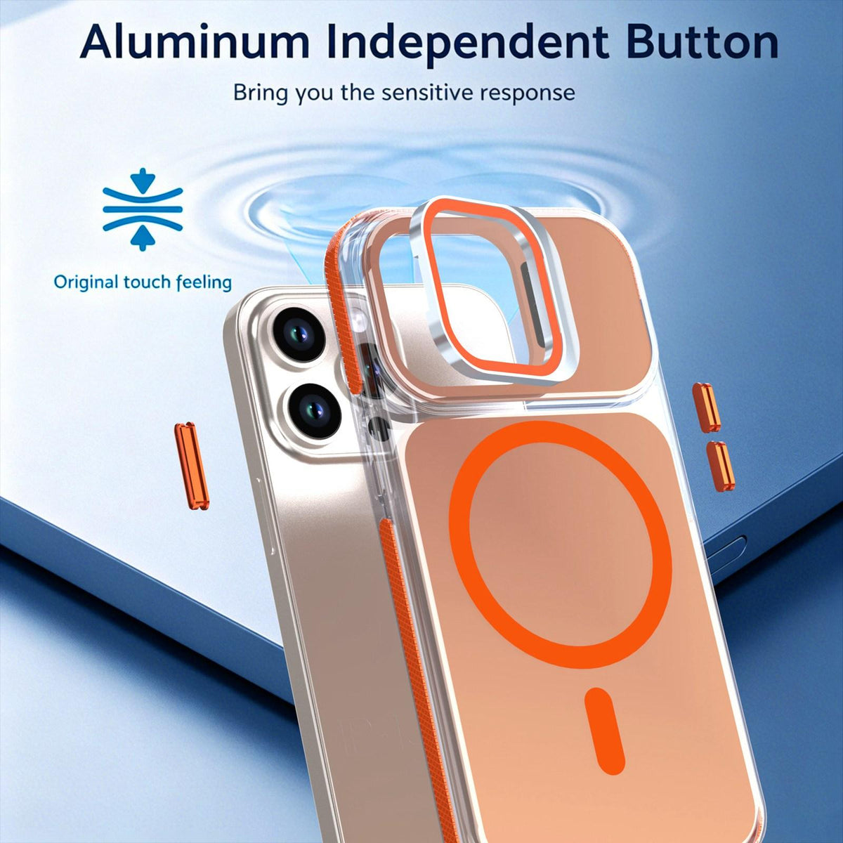 For iPhone 13 Pro Chameleon Gen2 Lens Cover Kickstand Magnetic Phone Case - Orange - EDA010044513B