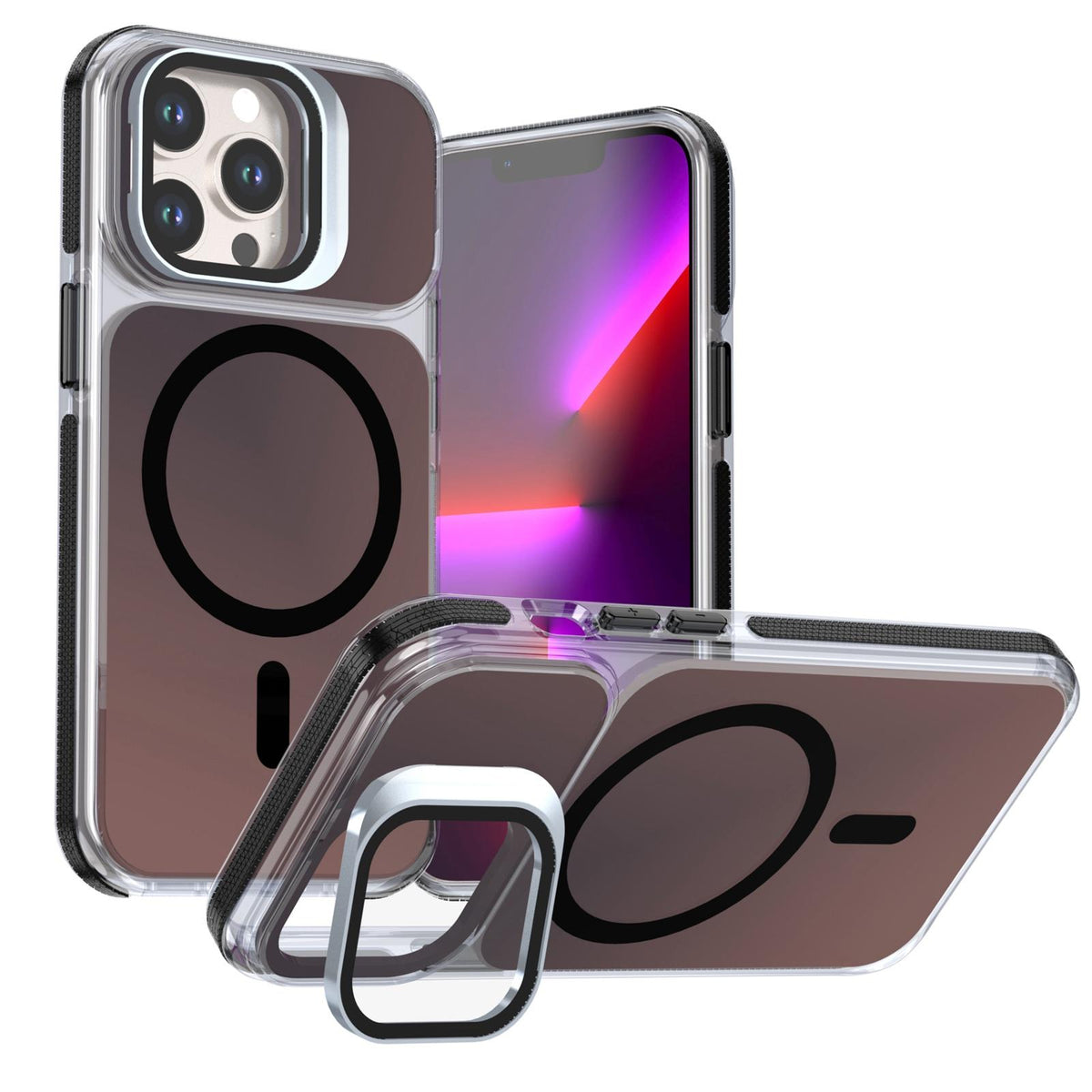 For iPhone 13 Pro Chameleon Gen2 Lens Cover Kickstand Magnetic Phone Case - Black - EDA010044513C