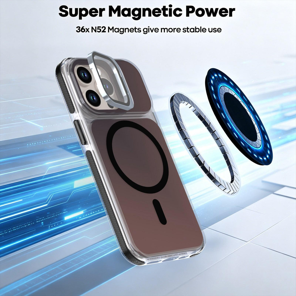 For iPhone 13 Pro Chameleon Gen2 Lens Cover Kickstand Magnetic Phone Case - Black - EDA010044513C