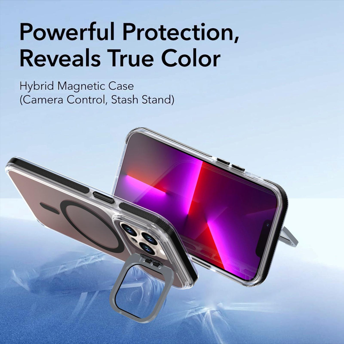 For iPhone 13 Pro Chameleon Gen2 Lens Cover Kickstand Magnetic Phone Case - Black - EDA010044513C