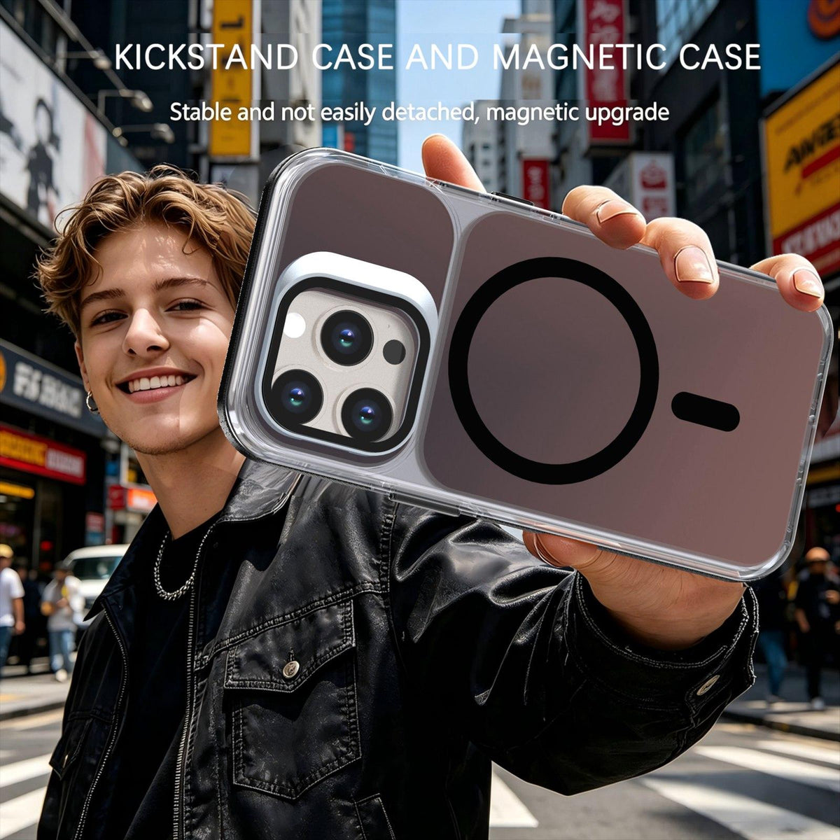 For iPhone 13 Pro Chameleon Gen2 Lens Cover Kickstand Magnetic Phone Case - Black - EDA010044513C