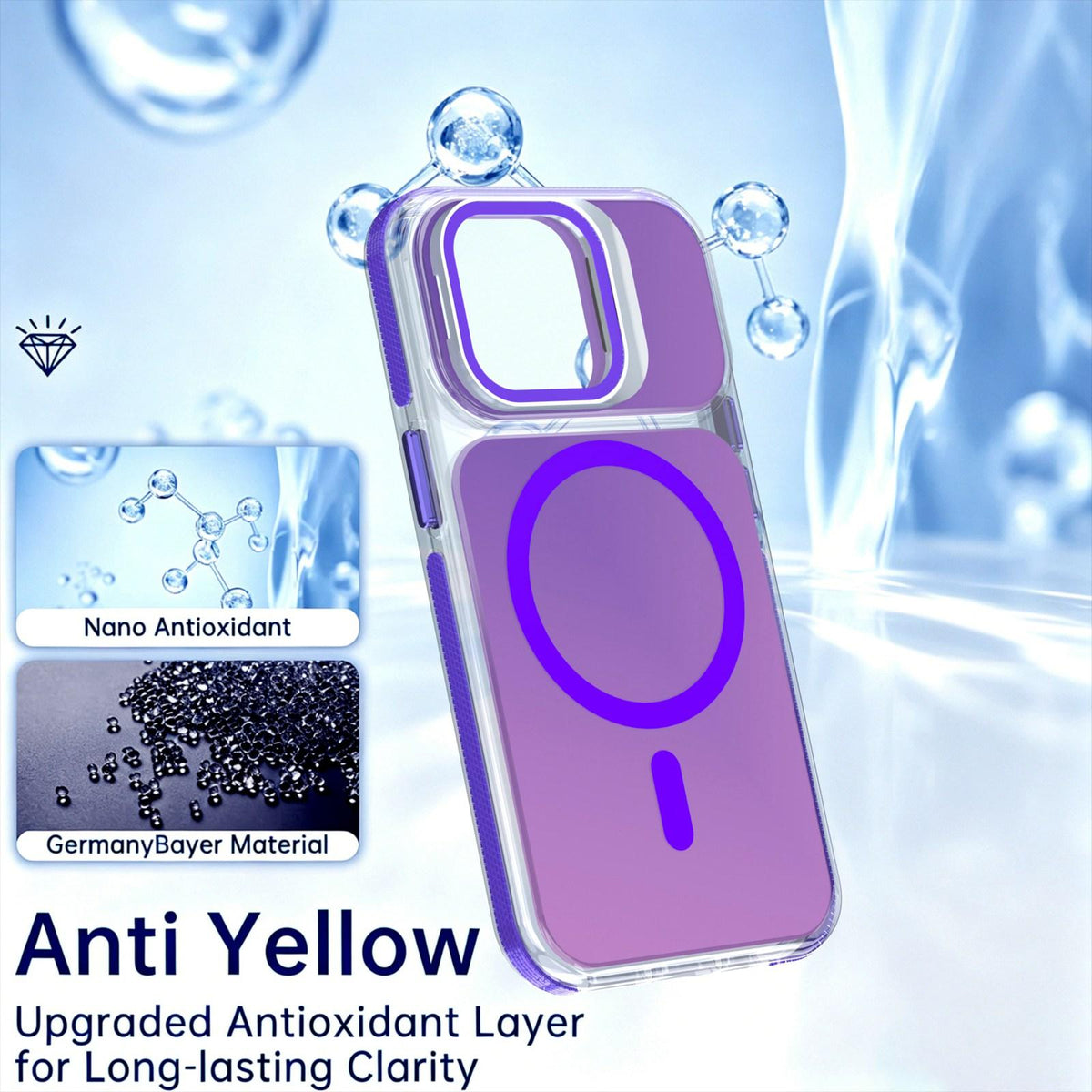 For iPhone 13 Pro Chameleon Gen2 Lens Cover Kickstand Magnetic Phone Case - Purple - EDA010044513D