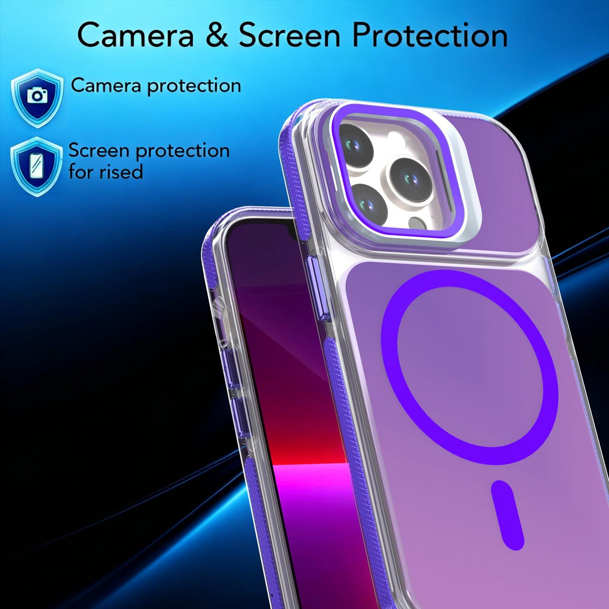 For iPhone 13 Pro Chameleon Gen2 Lens Cover Kickstand Magnetic Phone Case - Purple - EDA010044513D