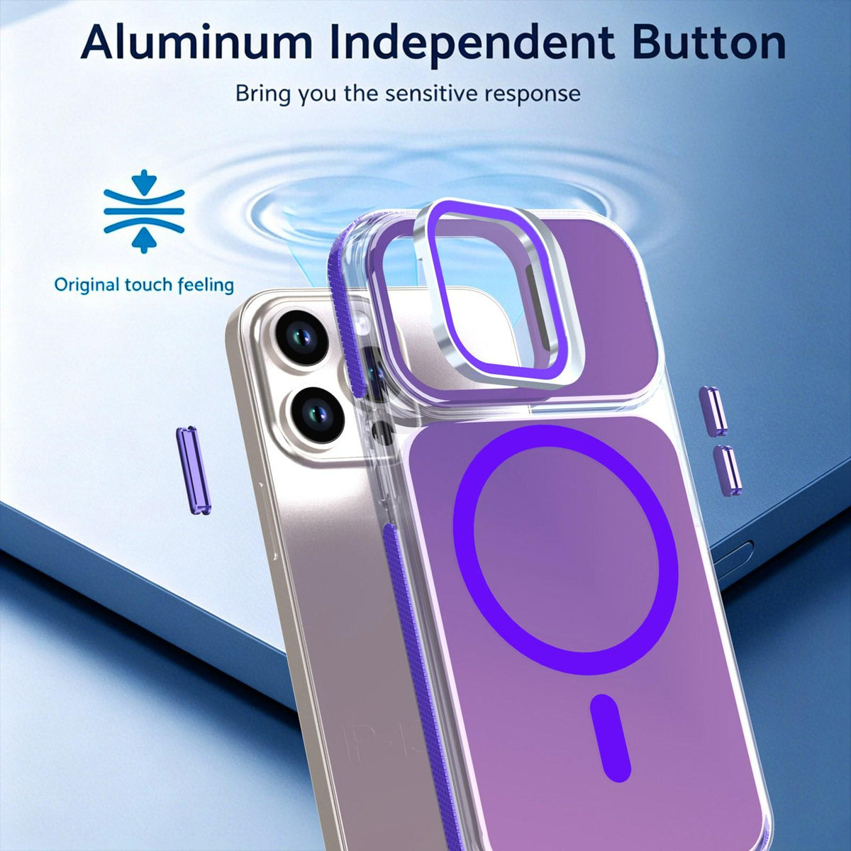 For iPhone 13 Pro Chameleon Gen2 Lens Cover Kickstand Magnetic Phone Case - Purple - EDA010044513D