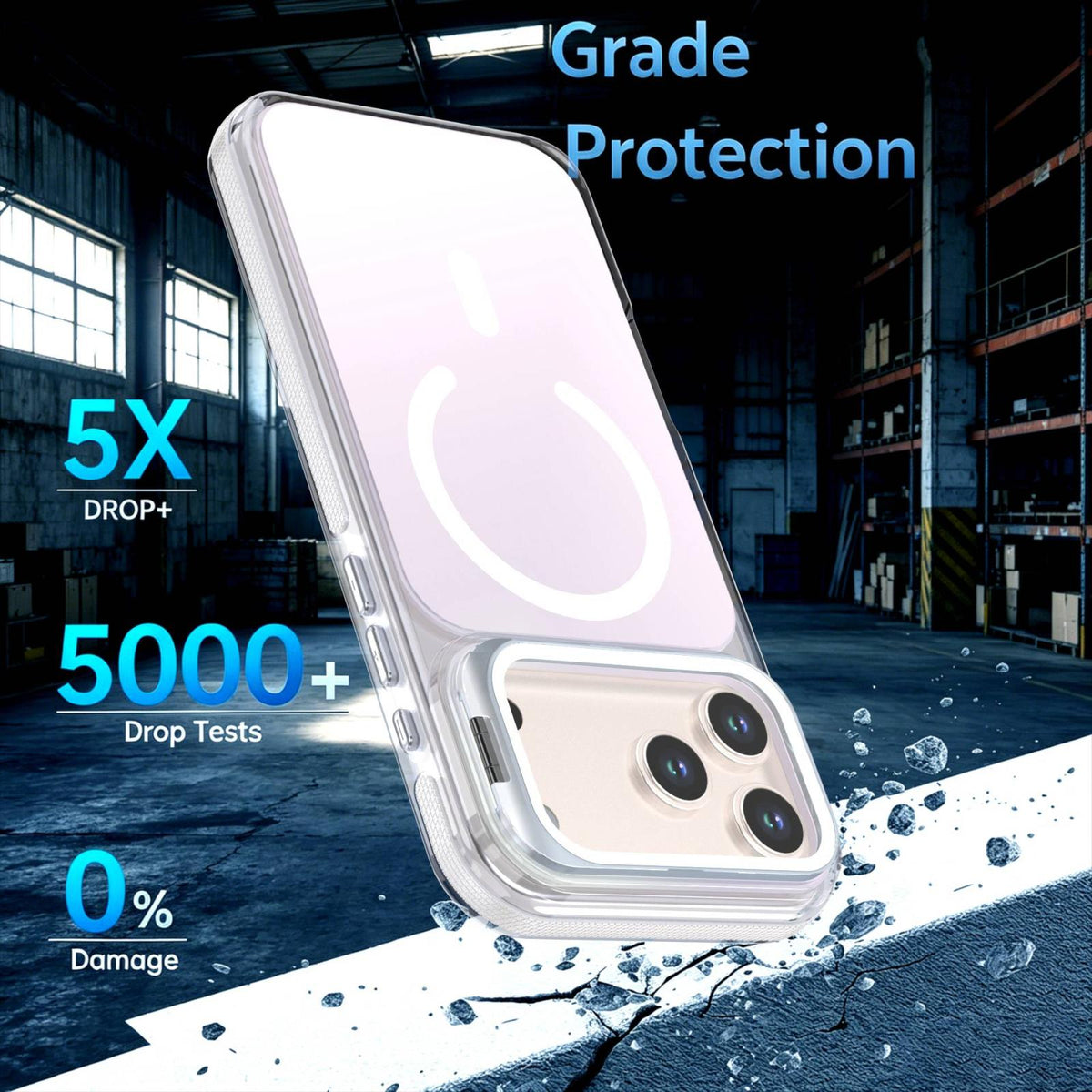 For iPhone 17 Pro Max Chameleon Gen2 Lens Cover Kickstand Magnetic Phone Case - White - EDA010044517A