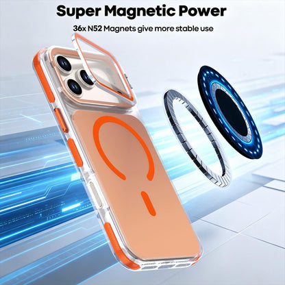 For iPhone 17 Pro Max Chameleon Gen2 Lens Cover Kickstand Magnetic Phone Case - Orange - EDA010044517B