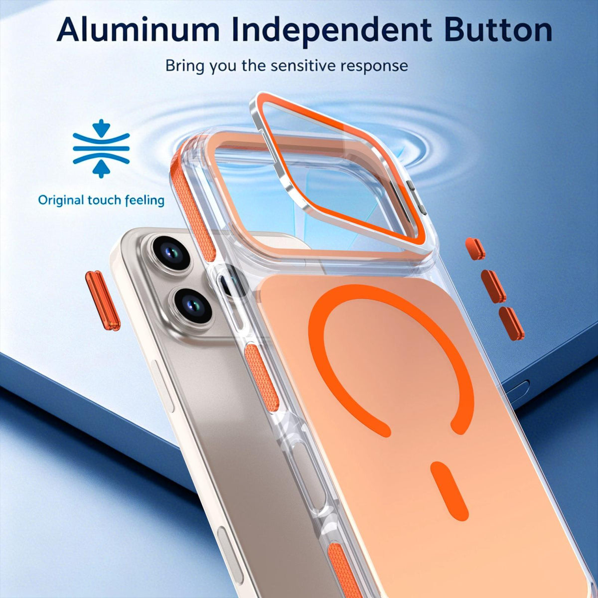 For iPhone 17 Pro Max Chameleon Gen2 Lens Cover Kickstand Magnetic Phone Case - Orange - EDA010044517B