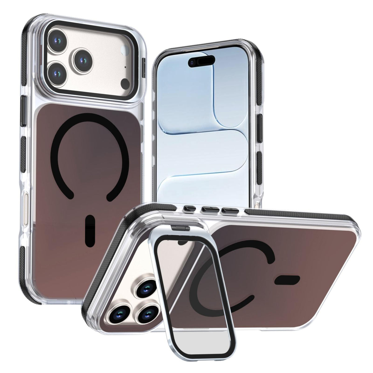 For iPhone 17 Pro Max Chameleon Gen2 Lens Cover Kickstand Magnetic Phone Case - Black - EDA010044517C